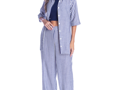 11.137 Camisa Meia Manga Listrada / 11.140 Calça Pantalona Listrada