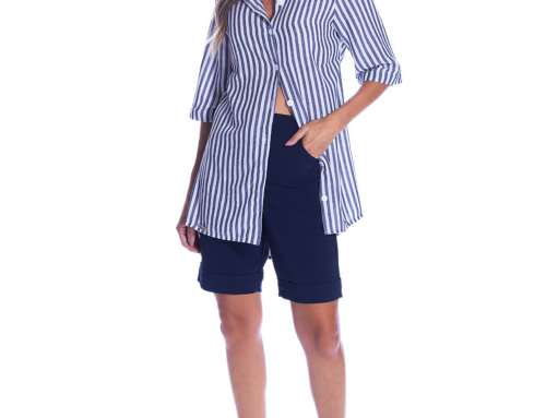 11.137 Camisa Meia Manga Listrada / 11.128 Bermuda Crepe Way